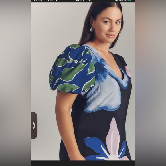 Anthropologie Puff Sleeve Floral Maxi Dress Slit Both Sides - Picture 15 of 16